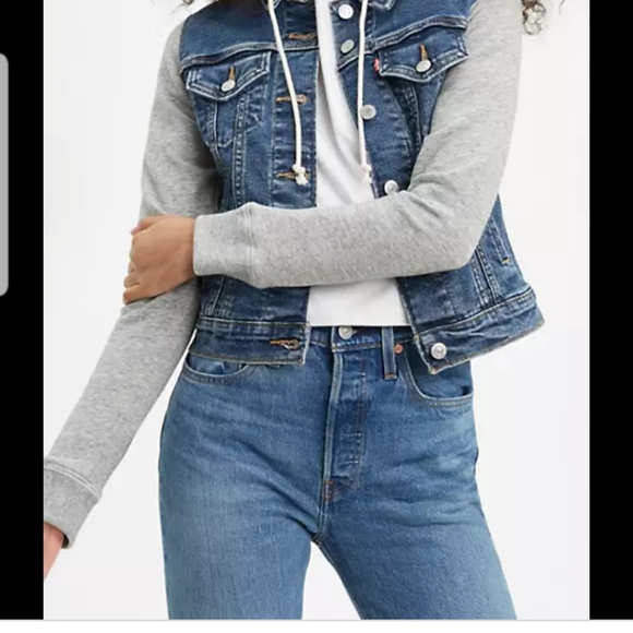 Levi's hybrid trucker jacket denim with hood - Picture 2 of 6